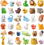 DIYDEC 40 Stück Mini Harz Tierfiguren,Miniatur Figuren Kleine Tierfiguren Winzige Tiere Ornamente Ente Löwe Elefant Frosch Katze Dinosaurier für Miniatur Landschaftsgärten Bonsai Fischbecken Aquarien