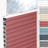 Wabenplissee Plissee ohne Bohren Verdunkelung Klemmfix Thermo Verdunklungsplissee, Weinrot-Weiß 40x120cm(BxH), 100% Verdunkelnd & Sicht- & Schallschutz, Wärmeisolierung für Fenster & Tür