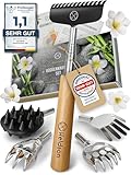 HELDSON® Rückenkratzer Holz EXTRA STABIL [6 Kratzvarianten] - Kratzhand Rückenkratzer Teleskop ausziehbar - Back Scratcher - Rücken Massage Kratzer - Geschenk für Senioren, Frauen & Männer