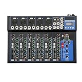 SICHENSH Bluetooth Audio Mixer 7 Kanal, DJ Mischpult Live Studio mit USB, Live Audio-Mixer, 6 Musikmodi Sound Mixing Console für Musikproduktionsstudios Bars und Bühnen für Anfänger und Profis