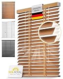 Sol Royal Holzjalousie 50 mm Lamellen extra breit – Fensterjalousie 120x180 cm Holzrollo einfache Montage Wand & Decke – Blickschutz Jalousie Fenster & Tür Massivholz Echtholz Rollo Eichenoptik – BE5