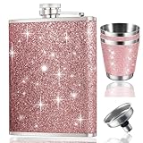 ElevaPulse 1x304 Rosa Flachmann 240ml Mit Trichter Und 2 Kleine Tassen, Auslaufsicher Flachmann Edelstahl, Für Männer Und Frauen Für Whiskey & Rum & Wodka