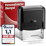 NEU - Stempel Personalisiert - Firmenstempel mit Text, langlebiger und selbstfärbender Addressstempel, personalisierter Namensstempel 38x14mm, max. 4 Zeilen, schwarz (S)