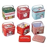 Générique Weihnachtsdosen - Wiederverwendbare Weihnachten | Große Zuckerdose Trockenfrüchte | Leerer Snack aus Bonbondose 6 Stück | Metall leer für Handwerk, Schmuck, Schokolade, Partygeschenke, a