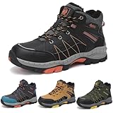 ASTERO Winterschuhe Jungen 31-38 Winterstiefel Kinder mit Steigeisen Unisex Wanderschuhe Gefütterte rutschfest Schneestiefel Schwarz 37