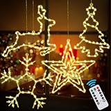 Joellfuner Fensterdeko Weihnachten Beleuchtet, 4Pcs LED Fensterdeko Weihnachten Leuchte, LED Sterne Deko mit 45-50 Warmweißen LEDs Batteriebetrieben Weihnachtsbeleuchtung für Party Weihnachtsdeko