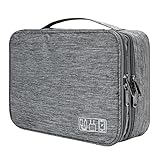 QIMEI-SHOP Kabeltaschen Elektronische Tasche Wasserdicht Elektronik Zubehör Organizer 2 Schichten für SD-Karten Festplatte Power Bank USB Sticks Grau 27 * 20 * 8 cm