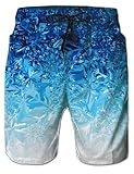 Fanient Herren Badehose 3D Printed Rissiger Eisabdruck Badeshorts Schnelltrocknend Strandkleidung Strand Surf Board Shorts L