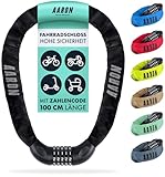 AARON Lock One Fahrradschloss mit 5-stelligem Zahlencode, Kettenschloss aus Stahl und hoher Sicherheitsstufe, Schloss für für E-Bike, Mountainbike, Trekkingrad, Tourenrad, Rennrad in schwarz