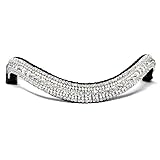 Alice International Englisches Trensenzaum aus Leder mit weich gepolstertem Stirnband, glitzernde Kristallbling, für Dressur- und Reitpony, M 100