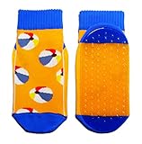 Weri Spezials Strandsocken Badesocken für Kinder und die ganze Familie mit der durchgehender ABS Beschichtung, Thermolite Aqua-Beach-Socken in mehreren Designs (23-26, Orange Strandbälle)