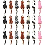 CRAFTYMELODY 42 Stück 7 Farben Katzenanhänger Kätzchen Anhänger Legierung Emaille Tieranhänger Mit Schwingenden Schwänzen Süße Haustier Anhänger Zur Schmuckherstellung