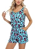 Clearlove Sommer Overall Jumpsuit Damen Kurz V-Ausschnitt Playsuit Blumenmuser