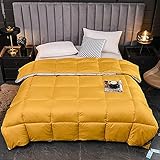 WOTZOV Luxuriöse, Dicke, warme weiße Enten- und Gänse-Bettdecke, Verschiedene Größen, hochwertiger Bettbezug, federabweisend,Yellow 220x240cm