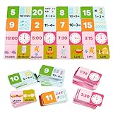 keloppasit Kindergarten Mathe | Holzspielzeug Zur Intelligenzförderung | Vorschule Lernspielzeug Mit Zeitbewusstsein & Worterkennung Für Kinder 6-8 Jahre & Mädchen