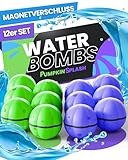 PumpkinSplash Wasserbomben wiederverwendbar 12er Set - wiederverwendbare Wasserbomben selbstschließend - Schnell befüllbar & sicher für Kinder