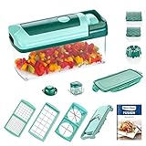 Genius Nicer Dicer Fusion | 13 Teile | smaragdgrün | Alles-Schneider | Hobeln | Würfeln | Schneid-Gerät | TV-NEU, 26.5 x 11.5 x 14.5 cm