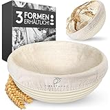 Liebspecht Hochwertiger Gärkorb rund (25cm) - Peddigrohr Brotbackform mit waschbarem Leineneinsatz - Optimal für 1Kg Teig - Das perfekte Brot Backen Zubehör - Gärkorb, Brotkorb, Gärkörbchen