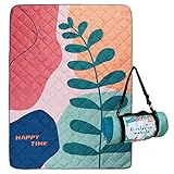 Exclusivo Mezcla wasserdichte Picknickdecke, Mehrzweck-Teppich für Camping, Reisen, Park, Strand, Garten, 3-lagig, 150 x 200 cm, groß, sanddichte Stranddecke, Grünes Blatt