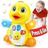 HOLA Spielzeug ab 1 Jahr Mädchen Junge, Baby Spielzeug Babyspielzeug 6 9 12 Monate 1 2 Jahre Mädchen mit Musik & Licht, Gelbe Ente Musikspielzeug Tanzende Singender Krabbel Kinderspielzeug Geschenk