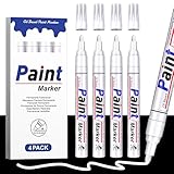 AOSUCO Weiß 4 Permanent Marker Lackstift Wasserfest Lackmarker Reifen Stift 2-2,8mm zum Beschriften und Markierung für Reifen Metall Plastik Glas Holz Steine