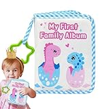 Baby Fotoalbum Baby Fotoalben, Baby Tuchalbum mit Tiermuster und Sternhaken, Geeignet für 17 Fotos, weiche Stoffabdeckung, Andenkenbuch für Kinder