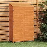 Fasba Geräteschuppen Gartenhaus Schuppen Gerätehaus Lagerschuppen Satteldach Gartenschrank Pultdach Garten Braun 102x52x174,5cm Massivholz Tanne
