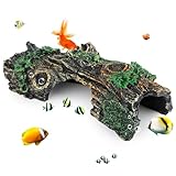 MplehDa Aquarium Dekoration Baumstamm, Harz Aquarium Höhle Ornament Deko Hohl Stamm Simulation Baumstamm für Reptilienversteck Oder Betta Fisch Schwimmhabitat