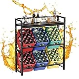YOUDENOVA Getränkekistenregal,Getränkeregal mit Ablage für 6 Kisten,Schwarz kistenregal,Freistehend Kistenständer,32D x 104W x 118H bierkastenständer