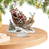Tischdekoration für Weihnachten, flach, für , Acryl, mit Halterung für Weihnachtsmann, Schlitten, Elch, Arbeitsplatz, Zuhause, Tisch, Wohnzimmer, Restaurant