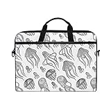 FANTAZIO Handskizzieren Oktopus-Muster Laptop Schulter Messenger Bag Hülle für 14 Zoll 15 Zoll Laptop Tasche Laptop Aktentasche
