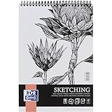 Oxford Artistic Skizzenblock A6 50 Blatt, Zeichenblock mit Doppelspirale, Sketchbook, Kunstblock 130g/m² säurefreies Papier, Zeichenheft mit stabiler Rückpappe, Skizzenheft für Zeichnen & Skizzen