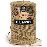 OfficeTree 100m Jutegarn 2mm - Bastelschnur - Kordel Natur - Paketschnur Naturfaser - Juteschnur - Juteband für Gartenbedarf zum Geschenk verpacken Dekoration - Jute Schnur basteln - Jute Twine
