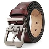 JingHao Gürtel Herren,Ledergürtel Herren 110-170cm,Jeansgürtel,Designer Schnalle,Große Taille Männer Gürtel 38mm Breit Schwarz Braun(105cm Fit für Taille 28'-30',Schokolade)