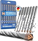 STONE REEF® SDS Plus Betonbohrer – 7-teilig inkl. Kassette – Ø 5, 6, 6, 8, 8, 10, 12 mm x 156 mm – Profi Bohrset für Beton, Stein & Mauerwerk