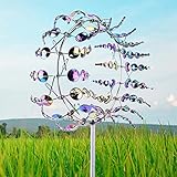 HEYOUTH Windmühle Garten Rostfrei,3D-Windbetriebene Magische Windmühle,Windrad Garten Bunt Metall,Einzigartige Magische Rasen-Wind-Spinner,für Hof und Garten, Windfänger, Außenterrassendekoration