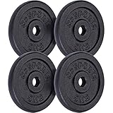 ScSPORTS® Hantelscheiben - Set, 10/20/30/40kg, 30/31mm Bohrung, Gusseisen, Schwarz - Hantelscheiben-Set, Gewichtsscheiben, Hantelgewichte, Fitness Scheiben, Gewichte für Hantel (20 KG (4 x 5 kg))