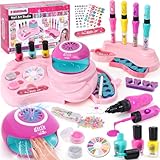 Nagelstudio Kinder Mädchen Geschenk 6 7 8 9 10 11 12 Jahre, 3 in 1 Nagellackstift Nageltrockner Peel Off Nagellack Kinder Nageldesign Nagelset Geburtstag Geschenke Mädchen Spielzeug 7-10 Jahre