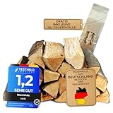 HVR 30 KG Brennholz 100% Buchenholz mit gratis 18 Stück Anzündwolle - Trockenes, naturbelassenes Kaminholz - Scheitlänge 25 cm - Restfeuchte unter 15% - Made in Germany