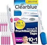 Clearblue Kinderwunsch Kombipack Ovulationstest & Schwangerschaftstest. Nachweislich schneller schwanger werden. 10 Ovulationstests Digital und 1 Schwangerschaftstest Schnelle Erkennung