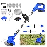 Akku Rasentrimmer mit Akku, 21V Elektrischer Akku Motorsense & Rasentrimmer Rasen mit Metall Messer, Akku Freischneider Elektrischer Elektro Trimmer Gartenkantenfräser für Garden, Trimmen
