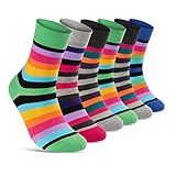 Damen Socken Ringel Bunt Geringelt Baumwolle Komfortbund ohne Naht 11979 WP (6 Paar 35-38)