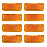 AOJO 8 PCS Orange KFZ Rückstrahler Selbstklebend 8.5 * 3 * 0.7cm Reflektoren Gelb Bernstein Rechteck Kunststoff Reflektor Signal für PKW-Anhänger, LKW, Wohnwagen, Van, Garage, Deck