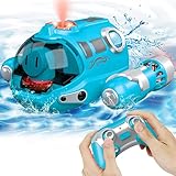 CestMall RC Bootsspielzeuge für Jungen Mädchen, 2.4 GHz Fernbedienungs -Motorboot mit Sprüh Lichtfunktion Doppeltremote Fernbedienungsboote Wieder aufladbare Bootsboot für Pool Lake Outdoor Geschenk