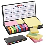 Haftnotizen Set, 1100 Stück Haftnotizen Klebezettel, Selbstklebende Haftnotizen, Haftnotizen Klebezettel PU Etui mit Stifte, Kalender 2025 Sticky Notes Set für Büro Schule Teamwork Studium