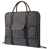 S-ZONE Kleidersack für Geschäftsreisen, Leinen, Leder, für Herren und Damen, Grey-l, L, Business