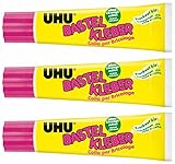 UHU 47735 - Transparenter Bastelkleber, 90g, 3er Pack, Hochviskos, Wasserfest, für Holz, Metall, Kunststoff, Glas, Papier, Leder