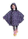 Freesmily Kinder Netter Regenmantel Wasserdichter Regen Poncho Jacke Mantel für Mädchen Jungen Kind (Blauer Stern, L)