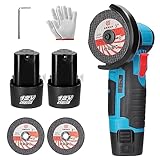 Weytoll Mini Winkelschleifer, Akku Winkelschleifer mit 2 Batterien, 12V 1500mAh, 15000RPM mit Zwei Sägeblättern Elektrisches Schleifwerkzeug-76mm, Angle Grinder, Trennen und Polieren von Fliesen
