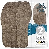 biped 2 Paar Filz Einlegesohlen aus reiner Wolle - Wärmende Schuheinlagen aus natürlichem Filz für ein angenehmes Klima im Schuh z2754(44-45)